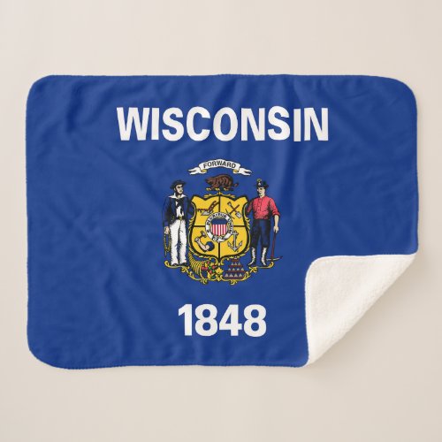 Wisconsin State Flag Sherpa Blanket