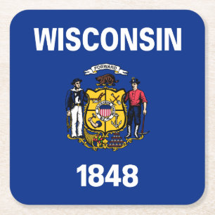Wisconsin State Flag Square Paper Coaster