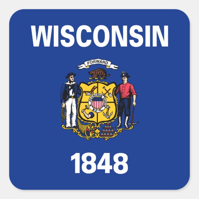 Wisconsin State Flag Square Sticker (Front)