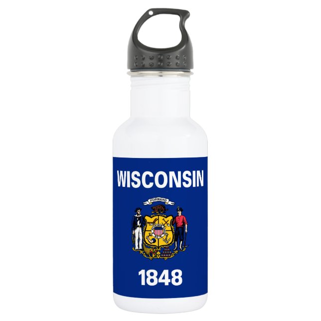 Wisconsin State Flag Stainless Steel Water Bottle (Front)