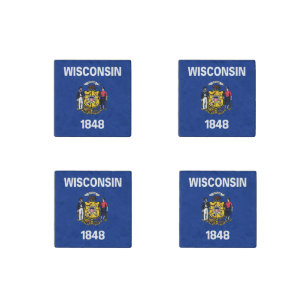 Wisconsin State Flag Stone Magnet