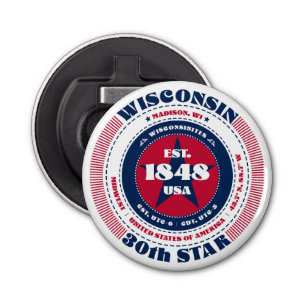 Wisconsin State Information Circle Bottle Opener