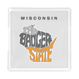 Wisconsin State Nickname Word Art Acrylic Tray