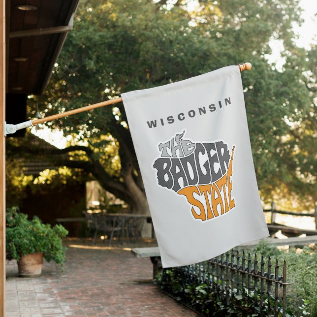 Wisconsin State Nickname Word Art House Flag (In SItu)