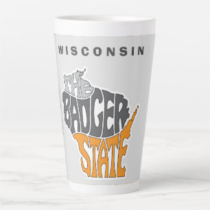 Wisconsin State Nickname Word Art Latte Mug