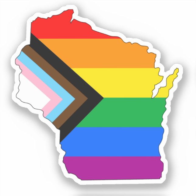 Wisconsin State Pride LGBTQ Progress Pride Sticker (Front)