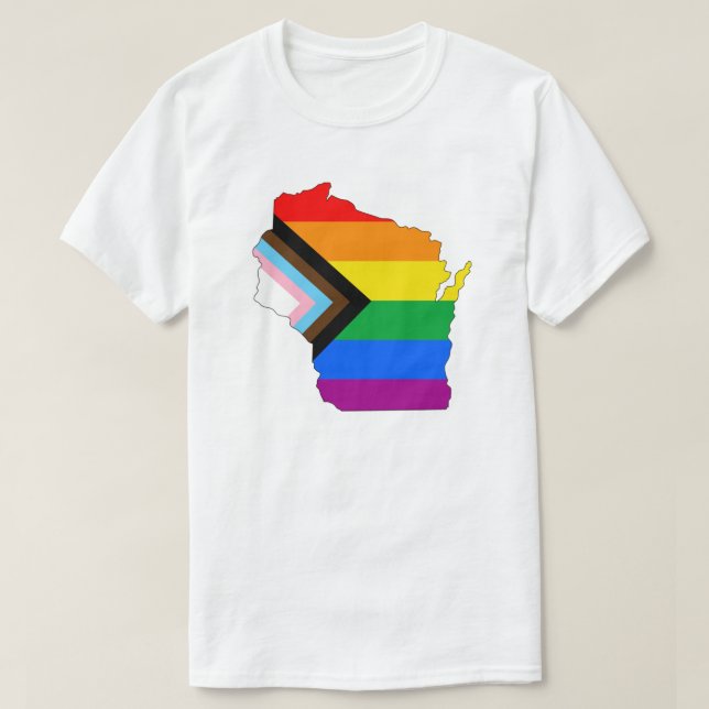 Wisconsin State Pride LGBTQ Progress Pride T-Shirt (Design Front)