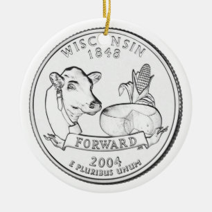 Wisconsin State Quarter Ceramic Ornament
