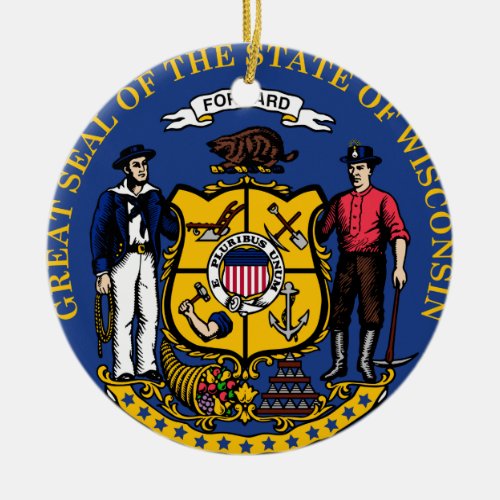Wisconsin State Seal Christmas Ornament