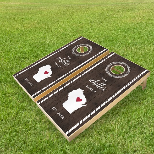 Wisconsin State Silhouette Family Name Cornhole Set (Creator Uploaded)