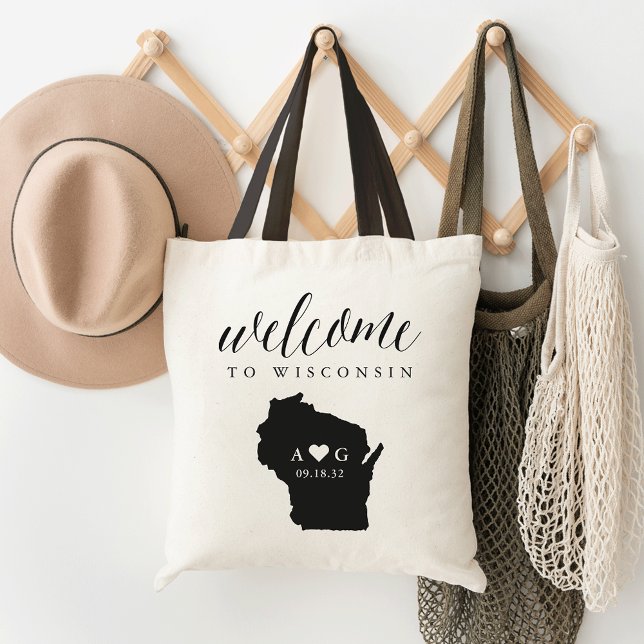 Wisconsin State Silhouette Wedding Welcome Tote (Creator Uploaded)
