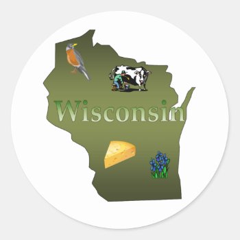 Wisconsin Sticker by slowtownemarketplace at Zazzle