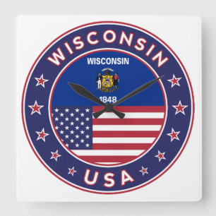 Wisconsin sticker,phone case, tote bag square wall clock