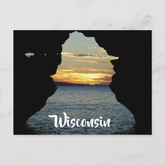 Wisconsin Sunset Cave Apostle Islands Postcard