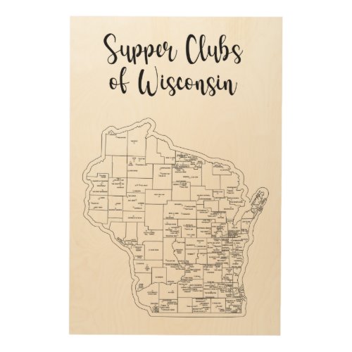 Wisconsin Supper Club Theme Wood Poster