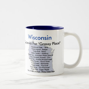 Wisconsin symbols & map Two-Tone coffee mug