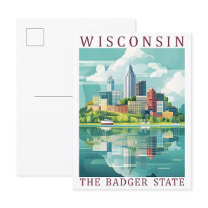 Wisconsin the Badger State USA Travel Place Postcard