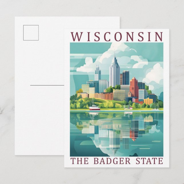 Wisconsin the Badger State USA Travel Place Postcard (Front/Back)