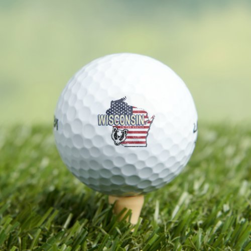 Wisconsin United States State Map Vintage USA Golf Balls