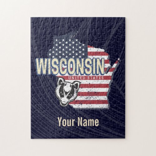 Wisconsin United States State Map Vintage USA Jigsaw Puzzle