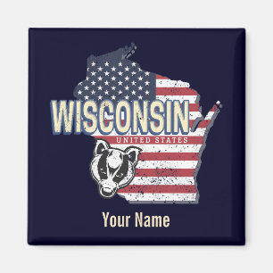 Wisconsin United States State Map Vintage USA Magnet