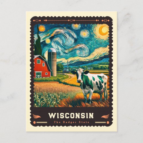 Wisconsin  Vincent Van Gogh Inspired Postcard
