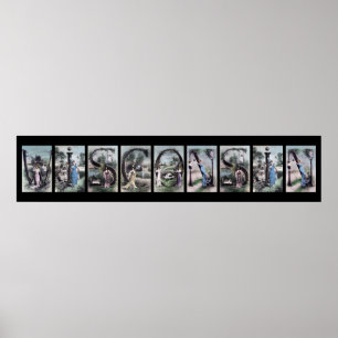 WISCONSIN Vintage Alphabet Letter Name Art Poster