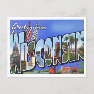 Wisconsin Vintage Big Letters Postcard
