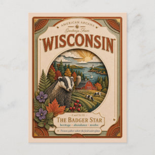 Wisconsin Vintage Paper Cut American Arcana Postcard