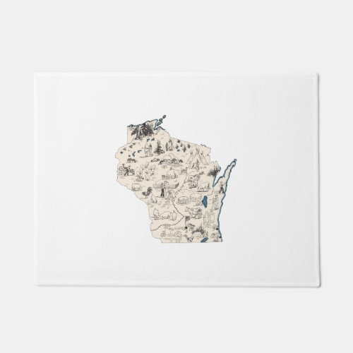 Wisconsin Vintage Picture Map Doormat