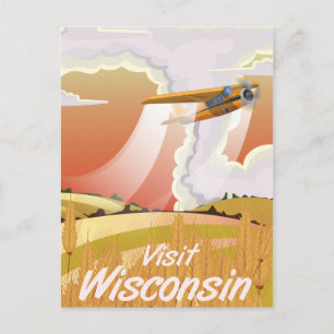 Wisconsin vintage travel poster postcard