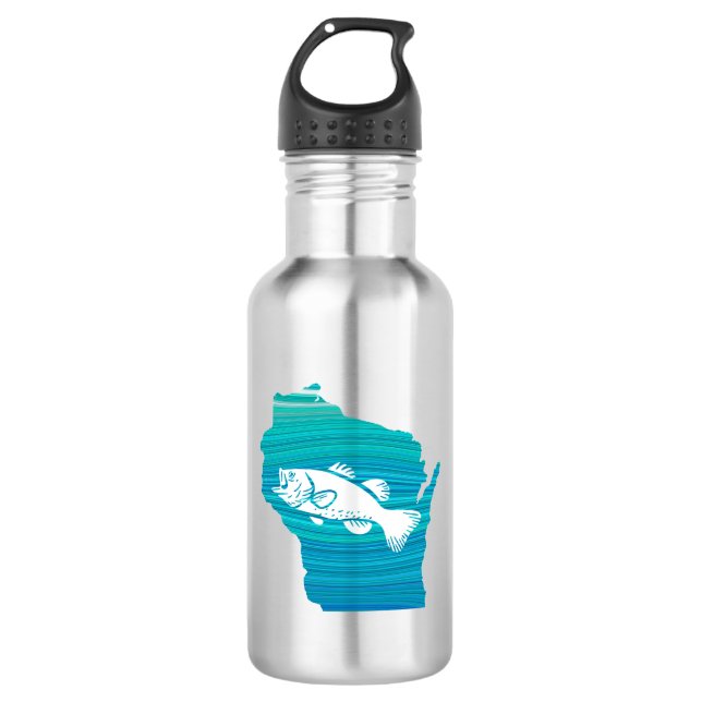 Wisconsin Wave Fishing Stainless Steel Water Bottle (Front)