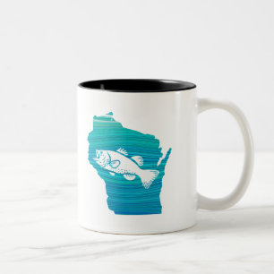 Wisconsin Wave Fishing Two-Tone Coffee Mug