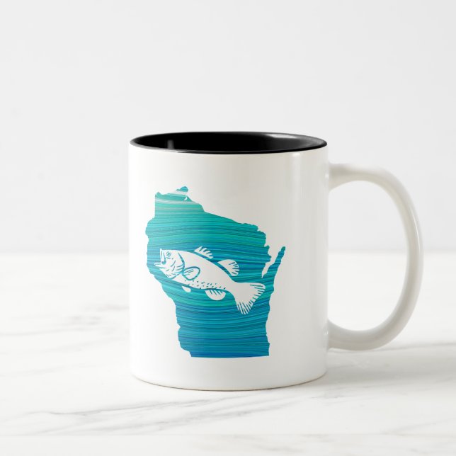 Wisconsin Wave Fishing Two-Tone Coffee Mug (Right)