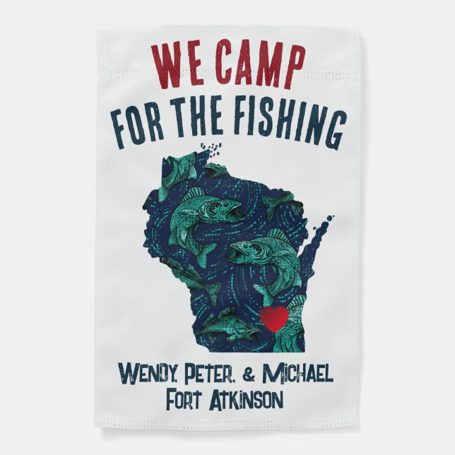 Wisconsin We Camp for the Fishing Campsite Flag (Front)