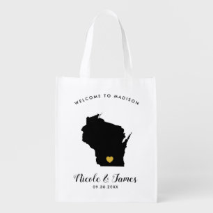 Wisconsin Wedding Welcome Bag Black & Gold Tote