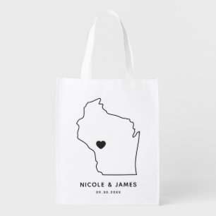 Wisconsin Wedding Welcome Bag Map Tote