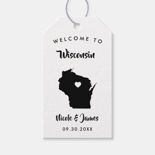 Wisconsin Wedding Welcome Bag Tags Map Gift Tags