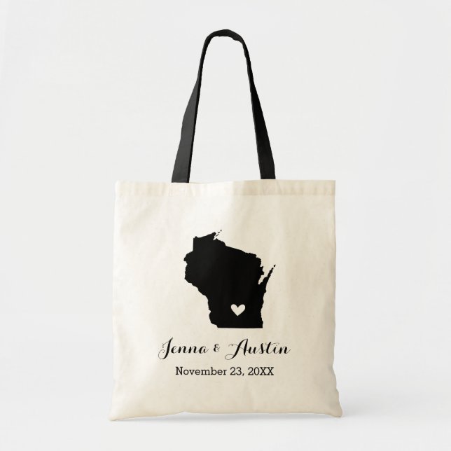 Wisconsin Wedding Welcome Tote Bag (Front)