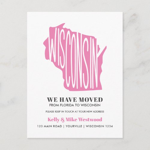 WISCONSIN Weve moved New address New Home Postcar Postcard