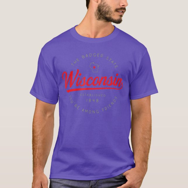 Wisconsin WI Badger State Youre Among Friends in W T-Shirt (Front)