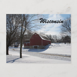 Wisconsin Winter Barn Postcard