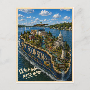 Wisconsin Wish You Were Here State Series Postcard