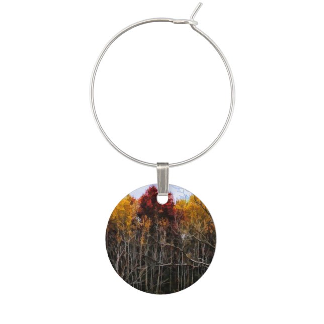 Wisconsin Woods In Fall Wine Charm (Front)