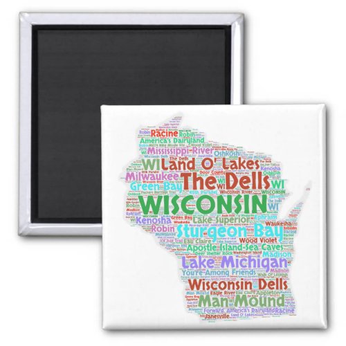 Wisconsin Word Cloud Magnet