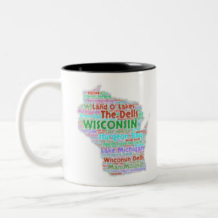 Wisconsin Word Cloud Two-Tone Coffee Mug