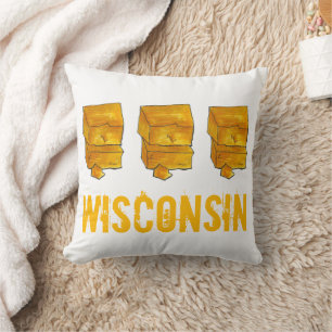 Wisconsin Yellow Cheddar Cheese Madison WI Foodie Throw Pillow