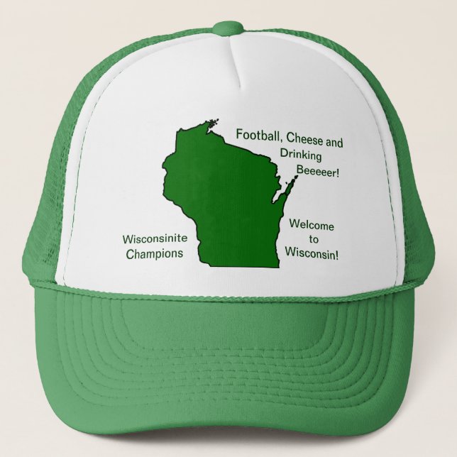 Wisconsinite Champions Football, Cheese and Beer Trucker Hat (Front)