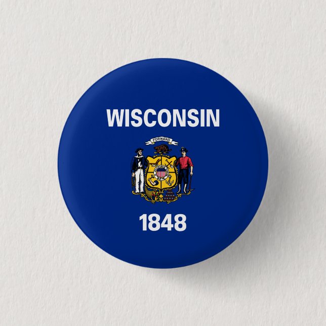 Wisconsinite Flag, Flag of Wisconsin Button (Front)