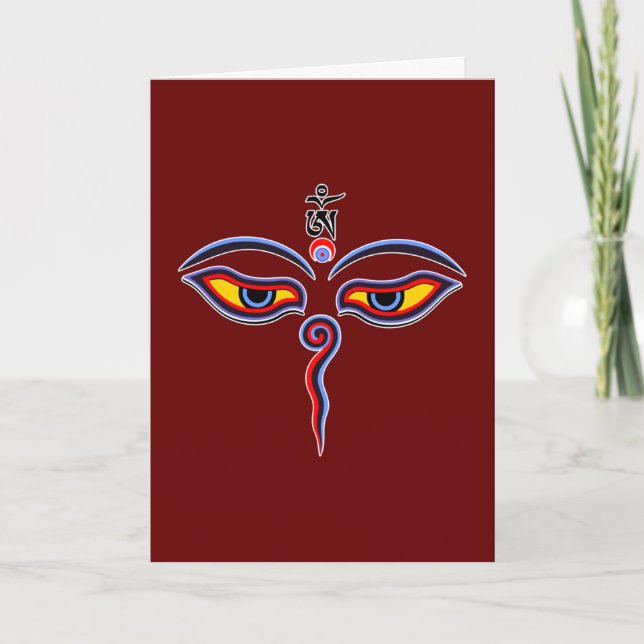 Wisdom Eyes Of Buddha - Bodhnath temple eyes Card (Front)